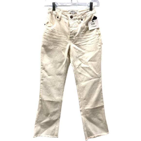 O’Neill  Women's Bone White Sutter Mini Boot Raw Hem Cropped Denim Jeans 24 - Picture 3 of 7